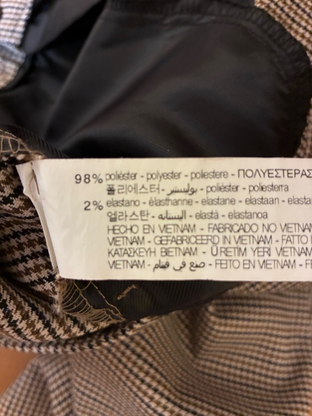 Zara Black, Browns & Tan Cream Houndstooth Slim Pants - Picture 8 of 11